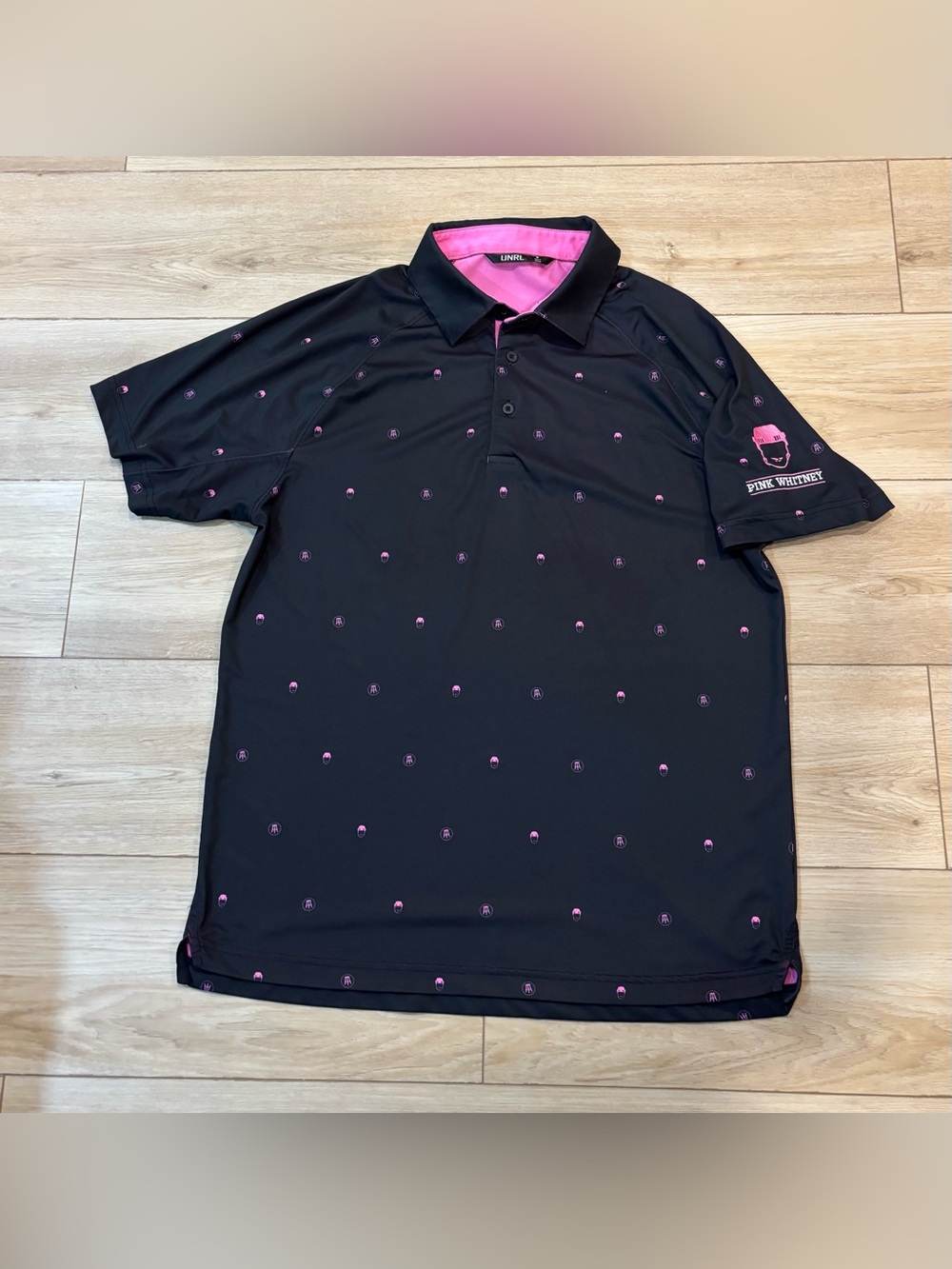 UNRL Golf Polo Shirt Mens Black Pink Whitney Barstool Sports medium m